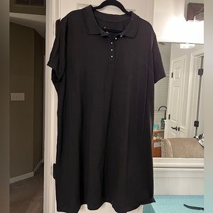 Denim & Co black collared shirt dress with 5 pearl buttons. NEVER WORN